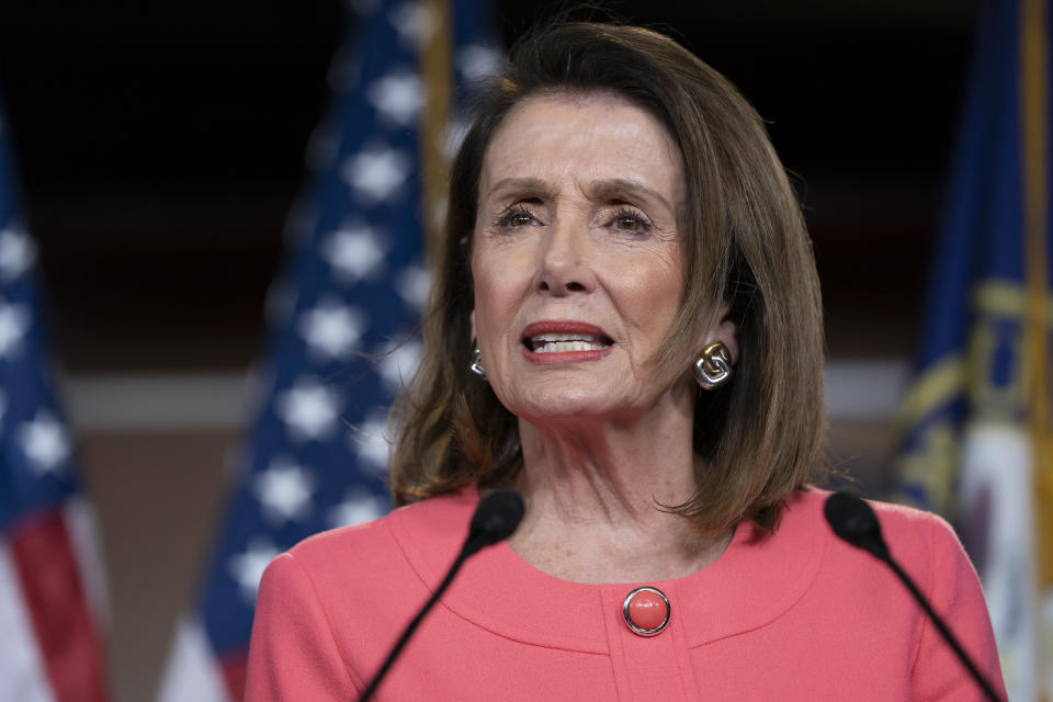 Speaker of the House Nancy Pelosi (D-Calif.) says impeachment is "too good" for the president at a news conference Thursday on Capitol Hill in Washington. (Photo: J. Scott Applewhite/Associated Press)