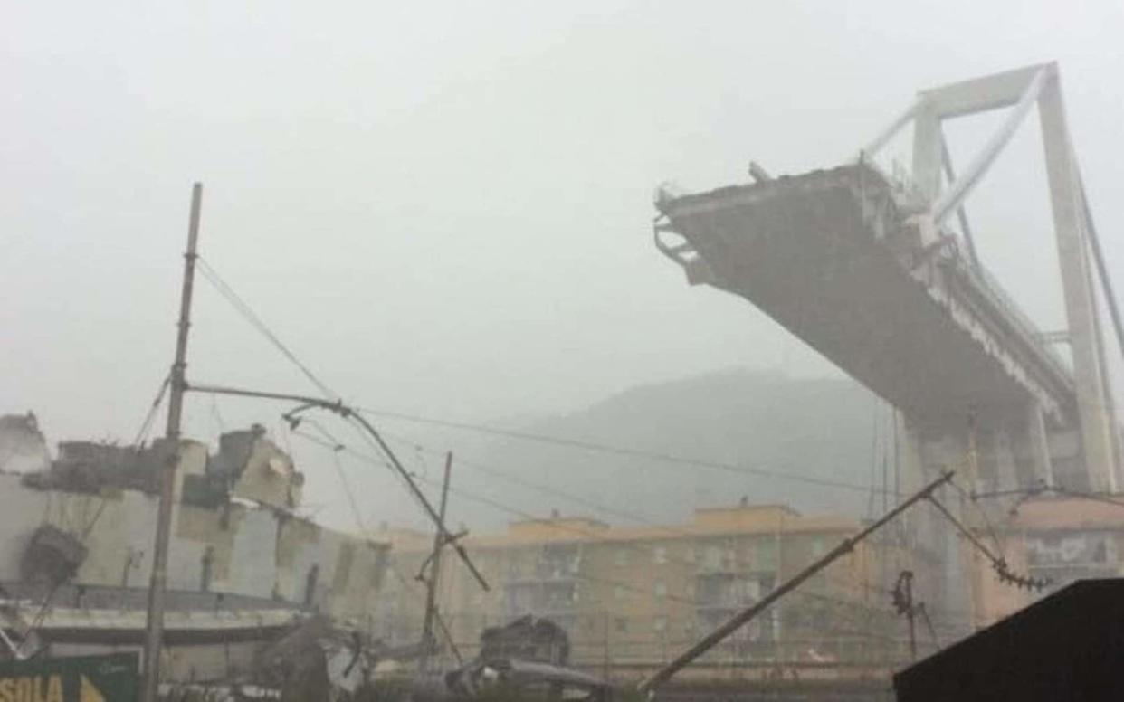 Italian television showed images of the collapsed bridge - www.alamy.com