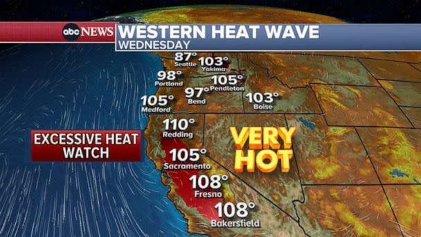PHOTO: Western Heat Wave map (ABC News)