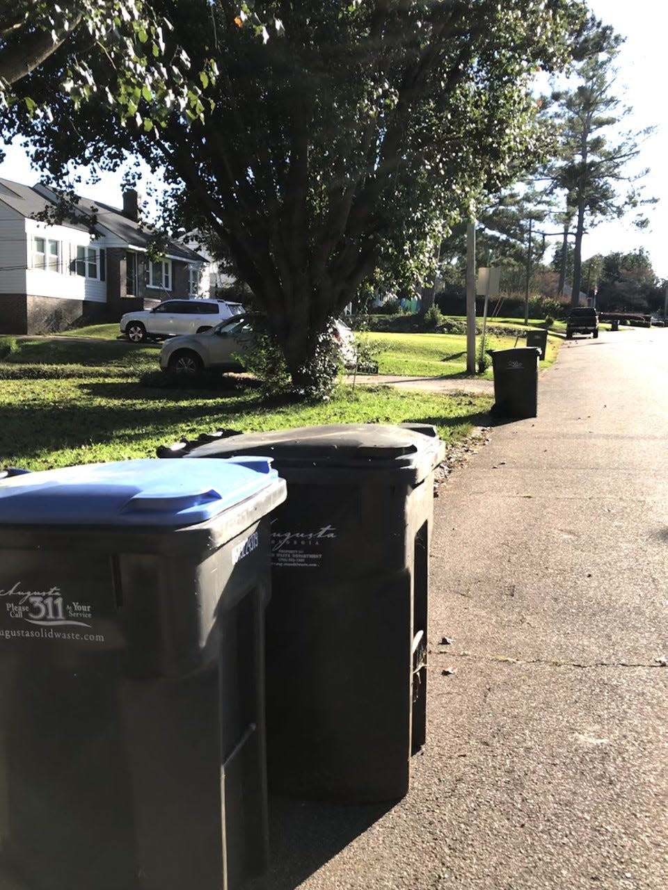 Garbage cans.