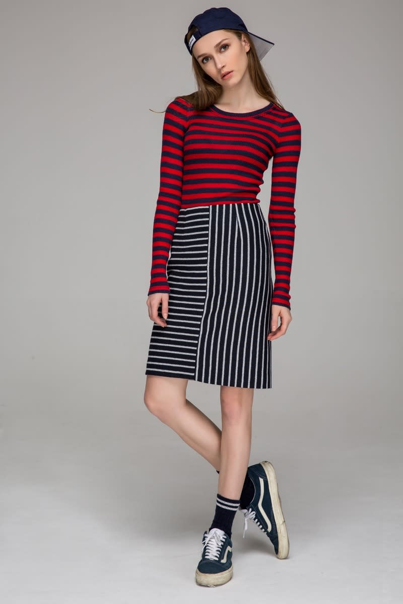 Front Row Shop Knitted stripe top, $40, frontrowshop.com