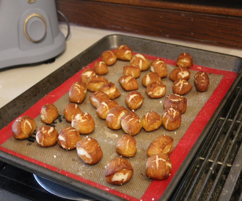 Making pretzel bites in the Beautiful Stand Mixer