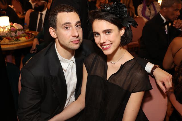 <p>Kevin Mazur/Getty</p> Jack Antonoff and Margaret Qualley at the Grammys in Los Angeles on Feb. 4, 2024