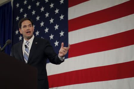 Republican presidential candidate U.S. Senator Marco Rubio (R-FL) speaks at the First in the Nation Republican Leadership Conference in Nashua, New Hampshire April 17, 2015. REUTERS/Brian Snyder