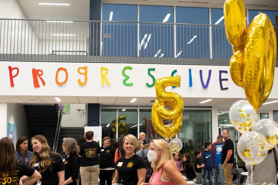 Upper Arlington's Wickliffe Progressive Elementary School hosted an open house Thursday to celebrate the 50the anniversary of the start of informal/progressive education program in the city's school district in 1972.
