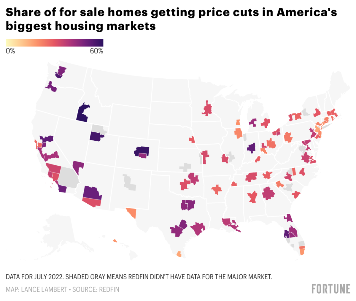 Map How fast sellers are slashing home prices in America’s 97 biggest