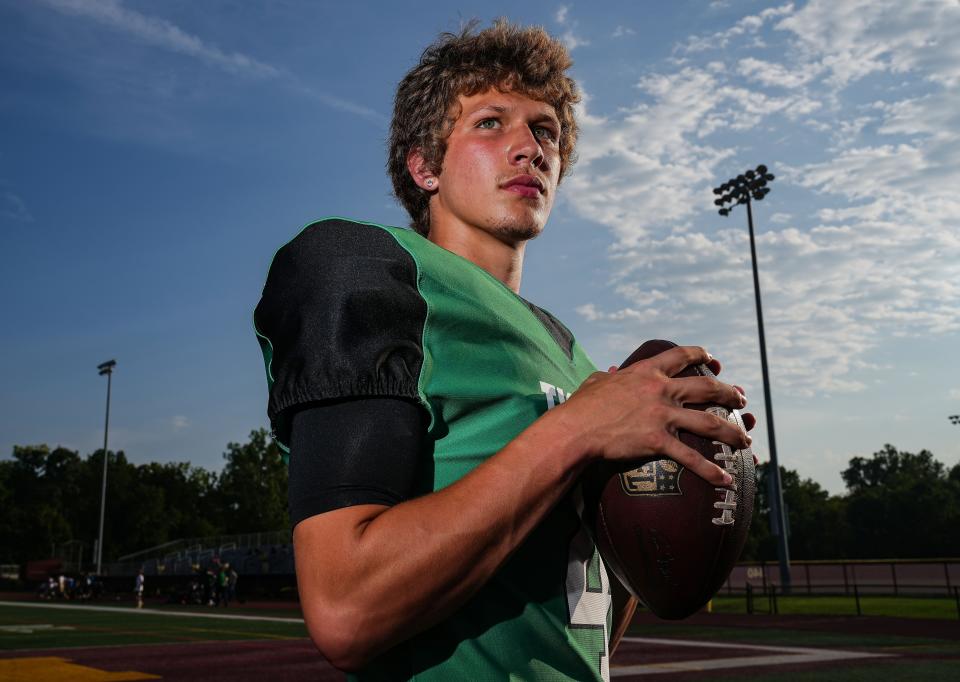 Triton Central's Jace Stuckey poses for a photo Wednesday, July 26, 2023, at Brebeuf Jesuit Preparatory School in Indianapolis.  