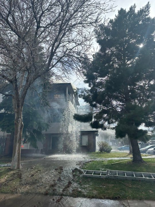 A 2-alarm fire broke out at a multifamily apartment building near Mississippi Avenue and Valentia Street in Denver on April 6, 2024.