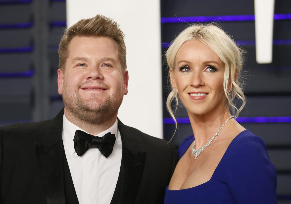 James Corden and his wife, Julia Carey, at the Vanity Fair Oscars party on Feb. 24.&nbsp; (Photo: Danny Moloshok / Reuters)
