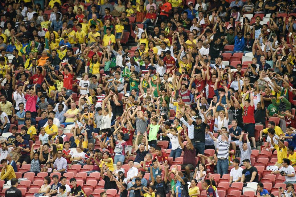 Fans at the Brazil v Senegal international friendly at the National Stadium. (PHOTO: Zainal Yahya/Yahoo News Singapore)