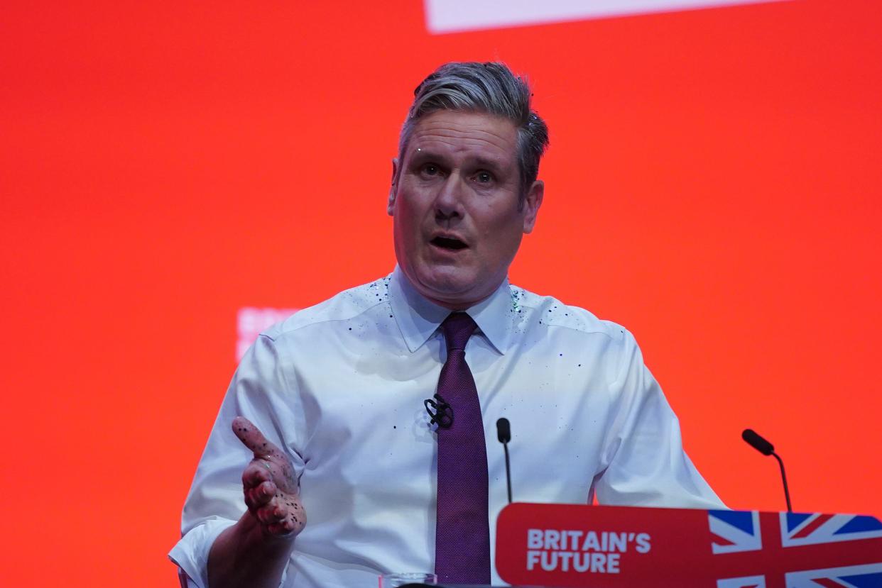 Labour leader Sir Keir Starmer making his keynote speech during the Labour Party Conference in Liverpool. Picture date: Tuesday October 10, 2023.