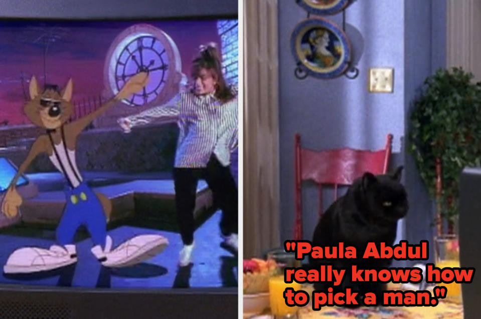 Salem falls in love with Paula Abdul while watching her dance with an animated cat for her "Opposites Attract" music video