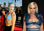 <p>Gwen is known for her platinum blonde locks and cool fashion sense, although she favoured more of a punk look in her youth. In the ’90s, the bombshell experimented with everything from bantu knots to blue hair (a la the 1998 MTV Video Music Awards). We’re liking the toned down, sophisticated blonde and fuller brows she rocks these days. <i> (Photos: Getty) </i> </p>