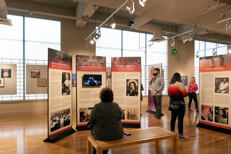 Special guests and media during a preview of a new exhibit, "I've Endured: Women in Old-Time Music," at the Birthplace of Country Music Museum in Bristol, VA. on Wednesday, March 22, 2023.