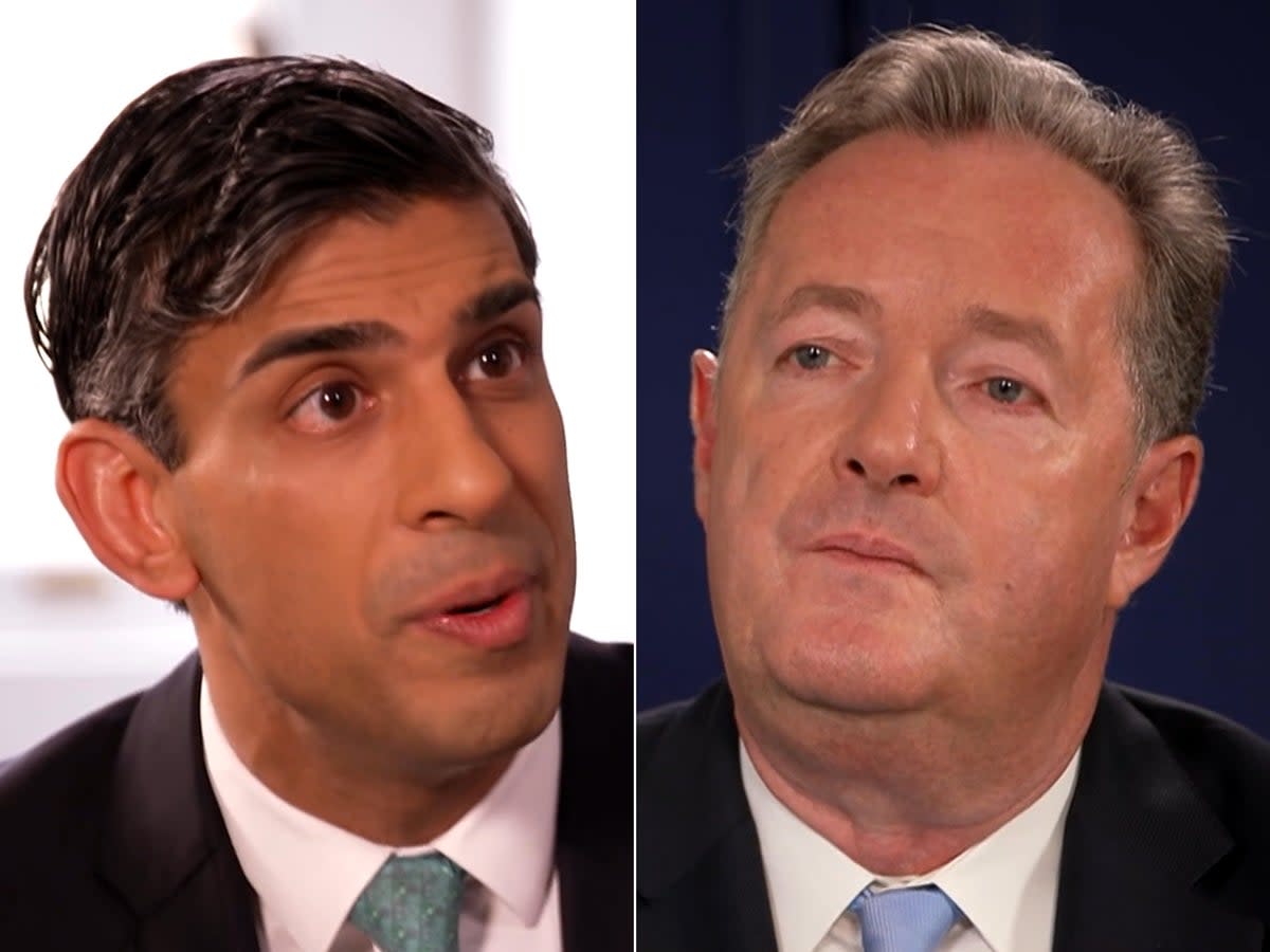 Rishi Sunak and Piers Morgan faced off on Thursday night (TalkTV)