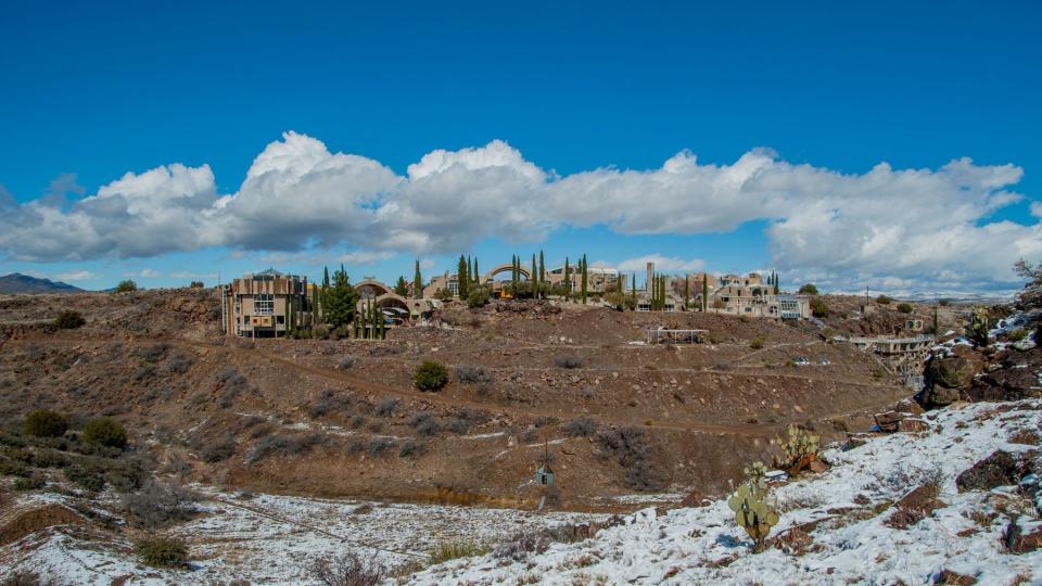 View of Arcosanti, a projected experimental town in Yavapai