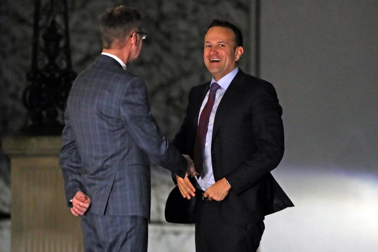 Taoiseach Leo Varadkar arrives at Aras An Uachtarain to tender his resignation: PA