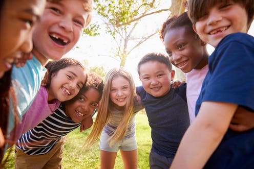 <span class="caption">Playtime.</span> <span class="attribution"><a class="link " href="https://www.shutterstock.com/image-photo/multiethnic-group-schoolchildren-laughing-embracing-1177653856" rel="nofollow noopener" target="_blank" data-ylk="slk:Monkey Business Images/Shutterstock;elm:context_link;itc:0;sec:content-canvas">Monkey Business Images/Shutterstock</a></span>