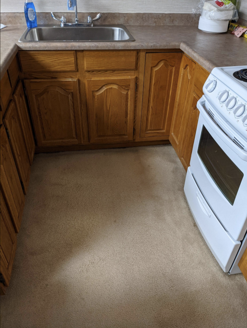 Carpet in a kitchen