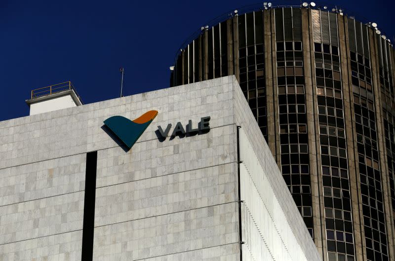 FILE PHOTO: A view shows the company logo of Brazilian mining company Vale SA at its headquarters in downtown Rio de Janeiro