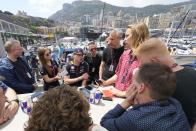 Red Bull driver Max Verstappen of the Netherlands answers to reporters in the paddock at the Monaco racetrack, in Monaco, Thursday, May 25, 2023. The Formula one race will be held on Sunday. (AP Photo/Luca Bruno)