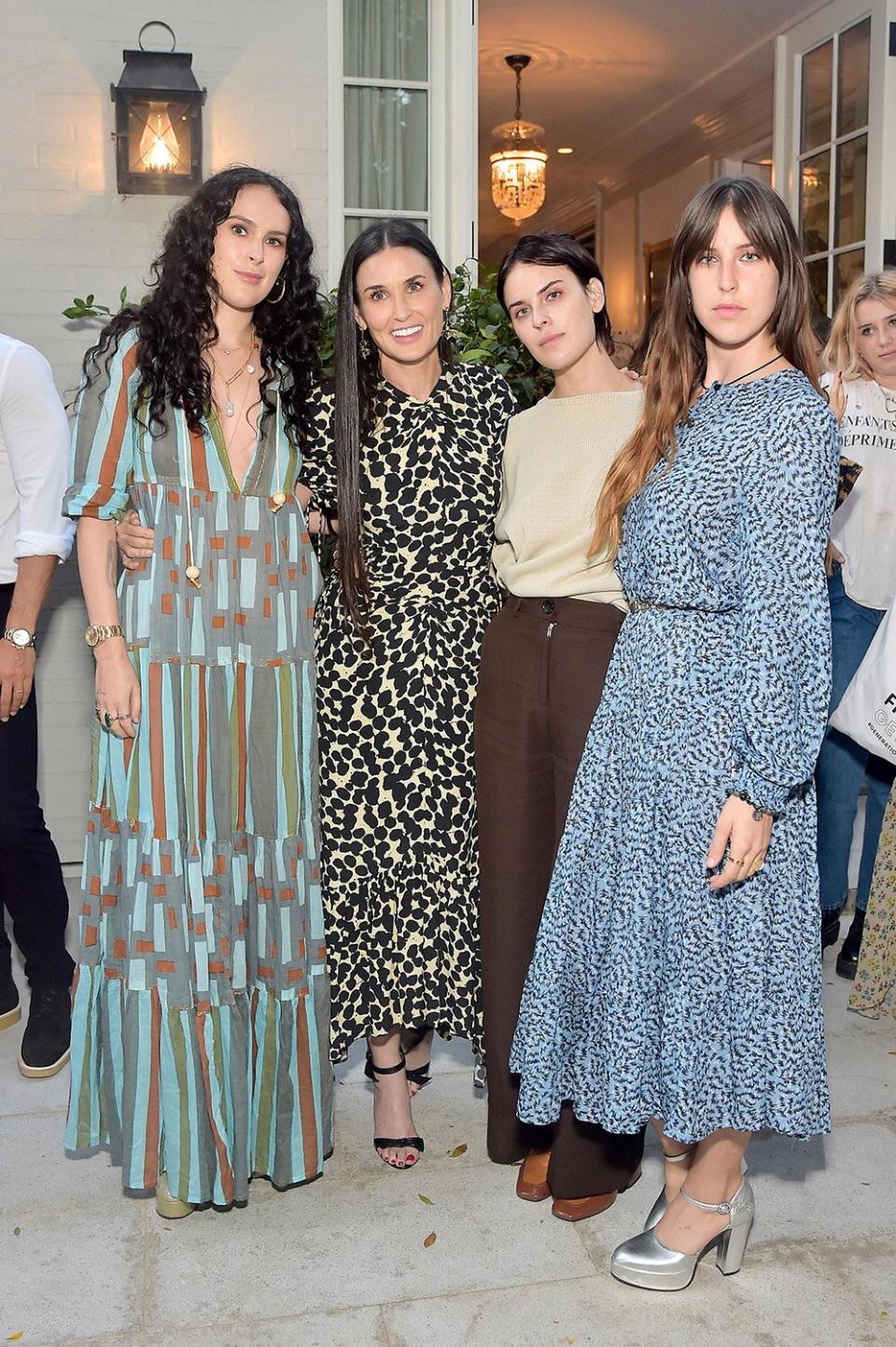 LOS ANGELES, CALIFORNIA - SEPTEMBER 23: (L-R) Rumer Willis, Demi Moore, Tallulah Willis and Scout Willis attend Demi Moore's 'Inside Out' Book Party on September 23, 2019 in Los Angeles, California. (Photo by Stefanie Keenan/Getty Images for goop)