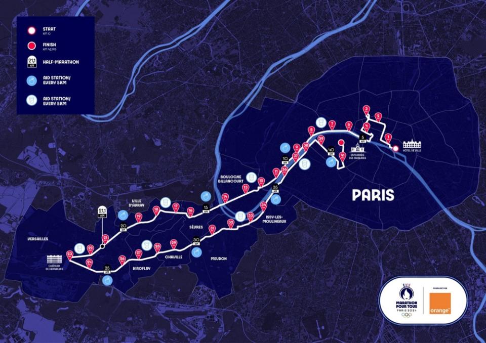參加者可以在活動頁面看到巴黎奧運馬拉松賽道的資料。（圖：The Marathon Pour Tous 活動官網）