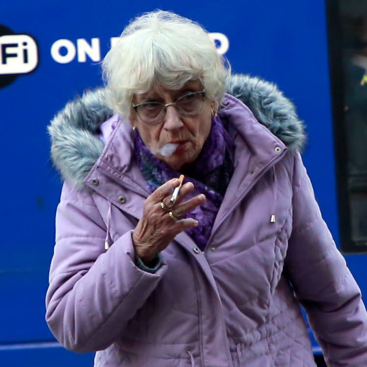 Joan Harding outside Central London County Court after hearing in row with Barry Harding over farm.