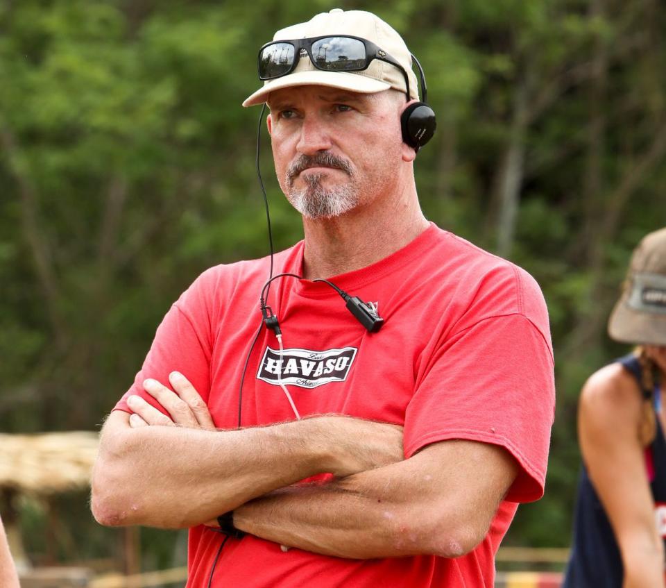 John Kirhoffer on location for "Survivor". For the record, he is not 22. And despite his gruff appearance, he was nothing but nice over the phone. (Photo: CBS)