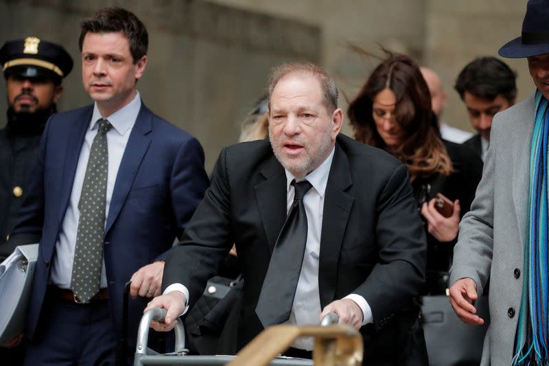 Film producer Harvey Weinstein departs his sexual assault trial at New York Criminal Court in the Manhattan borough of New York City