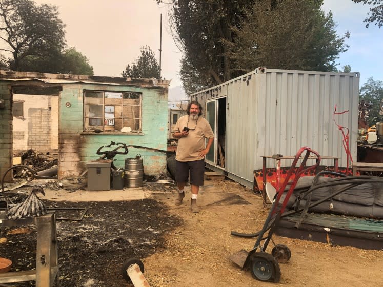 Mike Snook, known as "Snook," to friends, lost his home and all the equipment for his arts and makers collective during the Sugar Fire in Doyle, Ca.