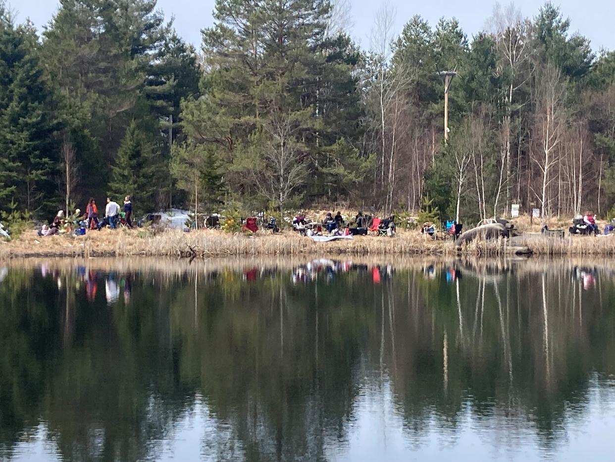 The Wild Center in Tupper Lake is expecting some 4,500 visitors, its largest crowd ever, for the total solar eclipse. Tupper Lake is in the path of totality and the Wild Center has had a weekend full of events to mark the occasion. Today's events are sold out, with sun gazers lining the lake in the Adirondacks, about 40 minutes west of Lake Placid.