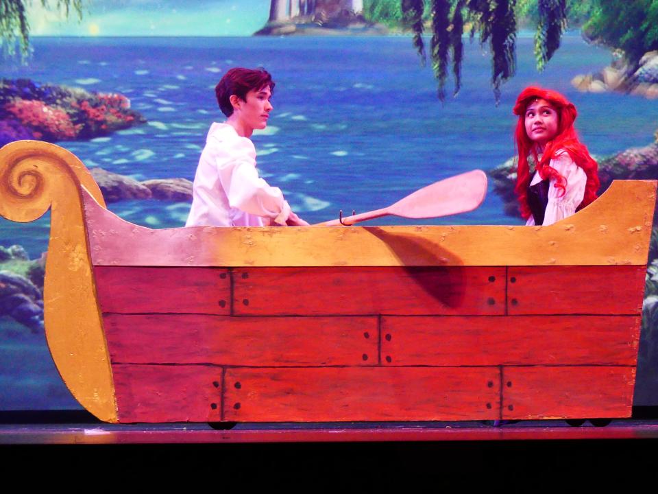 In the Excelsior Charter School production of Disney’s The Little Mermaid, senior Francesca Pamplona plays the role of Ariel the mermaid and Devon Lowery plays the role of Prince Eric.