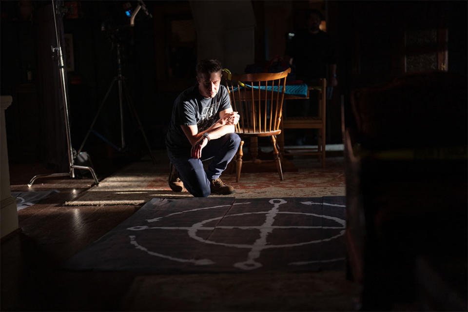 Director David Gordon Green on the set of The Exorcist Believer.