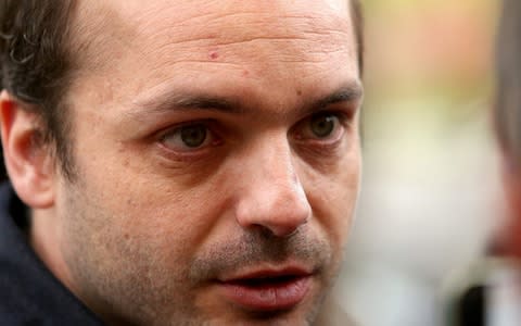 Francois Lambert, the nephew of Vincent Lambert, a quadriplegic in a vegetative state, outside hospital in Reims, eastern France - Credit: FRANCOIS NASCIMBENI&nbsp;/AFP