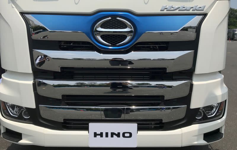 FILE PHOTO: Hino Motors Ltd displays its new Hybrid Profia, a diesel-hybrid version of its large commercial truck model at its R&D Centre at Hino in Tokyo
