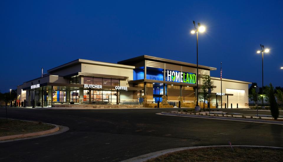 The new Homeland at NE 36 and Lincoln Boulevard is lit up at night on Aug. 26, 2021.