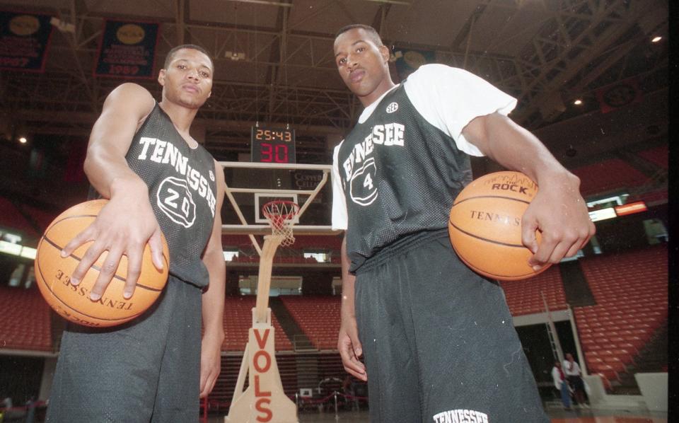 Shane Williams and Damon Johnson as freshmen for Tennessee, October 1994. They played together in high school in Bristol.