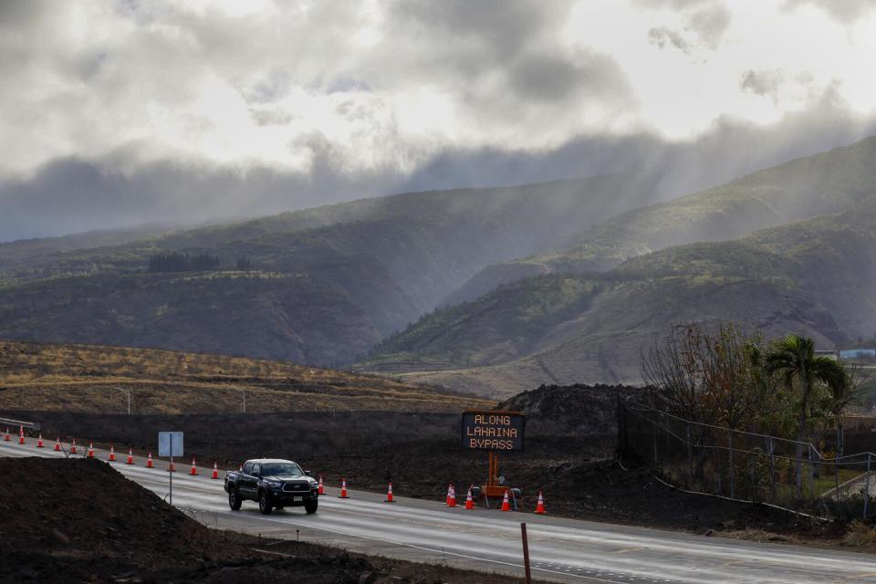 A truck travels the Lahaina Bypass.