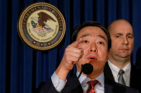 Joon H. Kim, Acting United States Attorney for the Southern District of New York, announces federal charges against Akayed Ullah in connection with Monday's bombing at the New York Port Authority Bus Terminal in Manhattan, in New York, U.S., December 12, 2017. REUTERS/Brendan McDermid