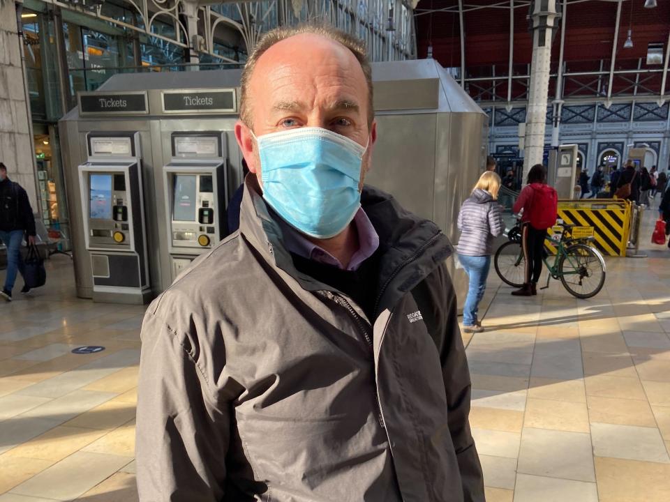 Fire safety consultant Andy Plester, 54, believes people should continue working at home until hospital admissions decline further - and to help the environment (Thomas Kingsley/The Independent)