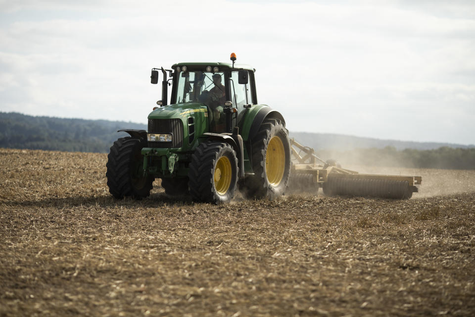 A tractor works in a field in Cudham, England. Photo: Dan Kitwood for Getty Images