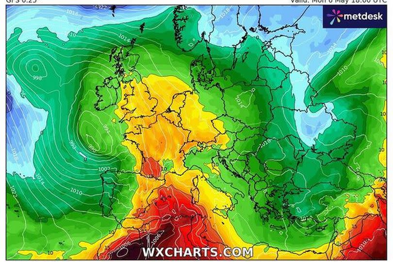 Monday May 6 temperature map