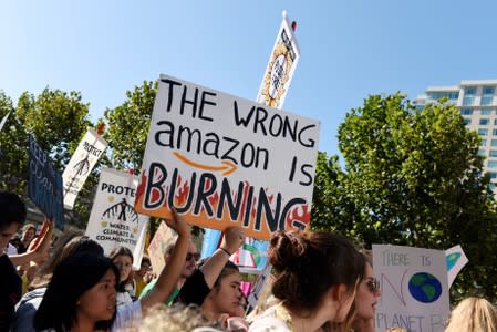 Young people protest outside of the San Francisco Federal Building during a Climate Strike march in San Francisco