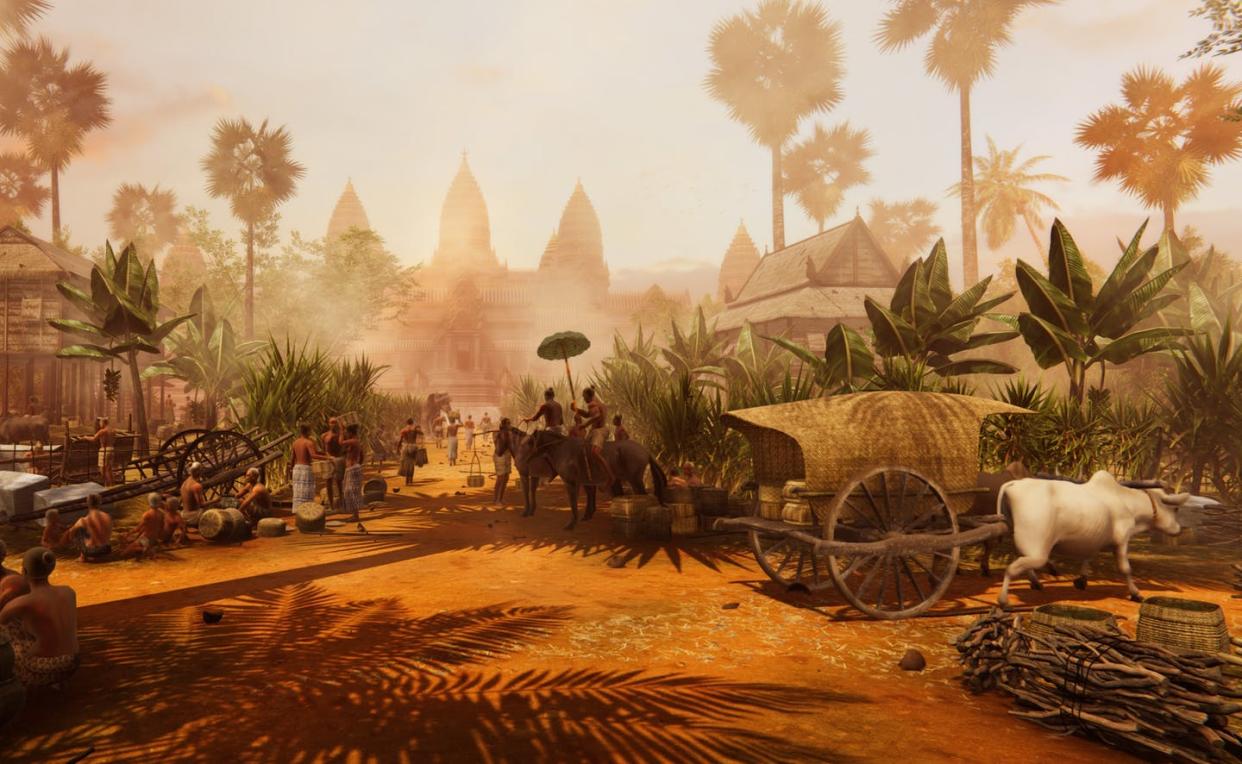 <span class="caption">A visualization of daily life around Angkor Wat in the late 12th century. </span> <span class="attribution"><span class="source">Tom Chandler, Mike Yeates, Chandara Ung and Brent McKee, Monash University, 2021</span>, <a class="link " href="http://creativecommons.org/licenses/by-nc-nd/4.0/" rel="nofollow noopener" target="_blank" data-ylk="slk:CC BY-NC-ND;elm:context_link;itc:0;sec:content-canvas">CC BY-NC-ND</a></span>