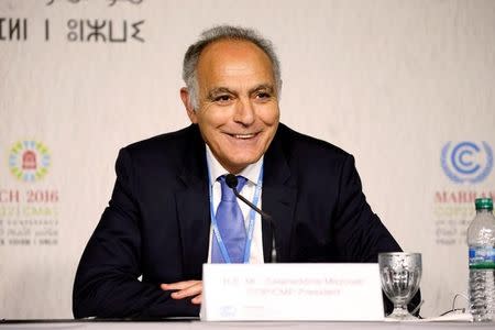 Moroccan Foreign Minister and COP22 President Salaheddine Mezouar speaks at the World Climate Change Conference 2016 (COP22) in Marrakech, Morocco, November 6, 2016. REUTERS/Youssef Boudlal