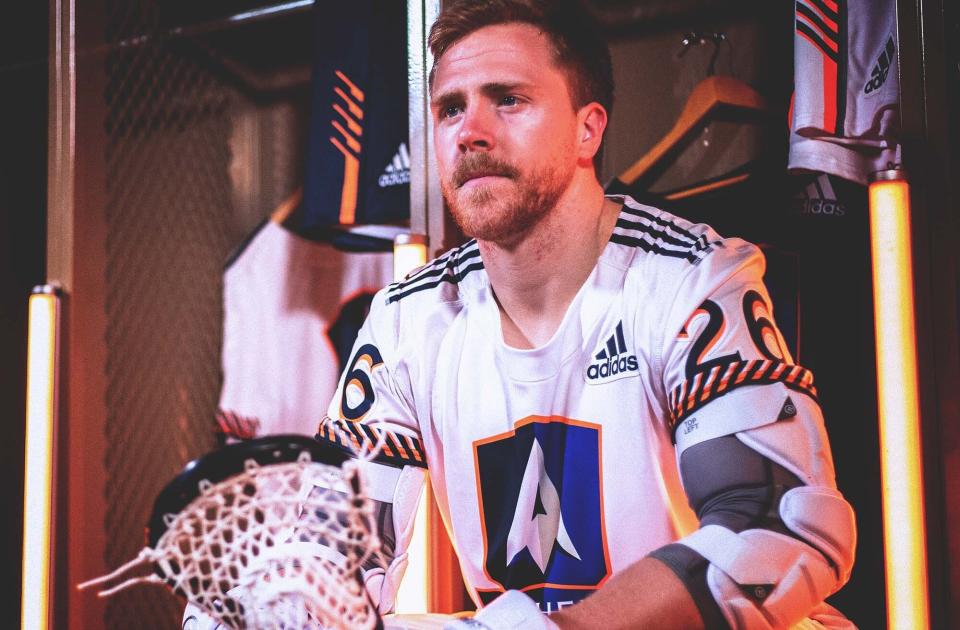Archers jerseys for the new Premier Lacrosse League, modeled by Tom Schreiber. (Adidas)