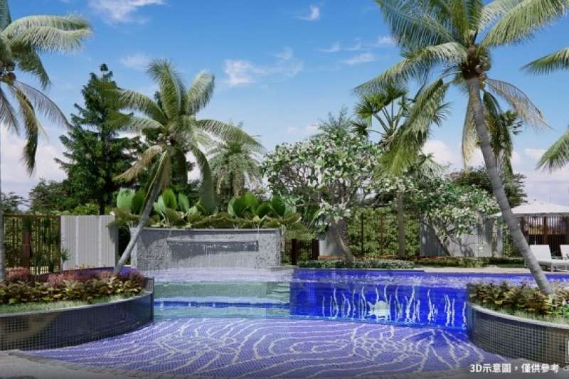 「惠國沐微風」擁透明泳池，展現新型態都會休閒住宅意象。此為公設3D示意圖。（圖/富比士地產王提供）