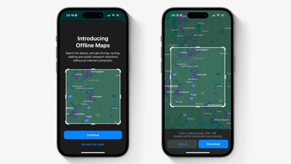 iOS 17將為蘋果地圖新增離線地圖下載功能。（圖／翻攝自9to5Mac）