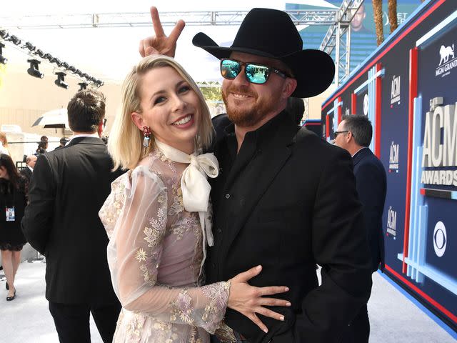 <p>Denise Truscello/ACMA2019/Getty</p> Cody Johnson and wife Brandi Johnson attend the 54th Academy of Country Music Awards in April 2019 in Las Vegas, Nevada.